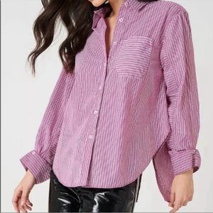 Like New!  Free People Pink Striped Button Down Shirt
